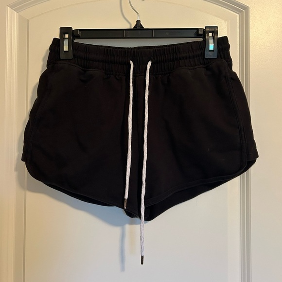 Forever 21 Black Athletic cotton Shorts with White Drawstring - Picture 1 of 4